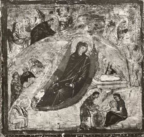 Anonimo — Anonimo veneziano sec. XIII/ XIV - Natività di Gesù, annuncio ai pastori, lavanda di Gesù Bambino e adorazione dei Re Magi — insieme